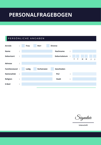 Personalfragebogen Vorlage - Flixcheck